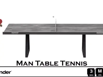 Modern Table Tennis Set Low-poly 3D model