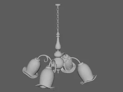 Chandelier lamp with two speakers hanging from it Low-poly 3D model