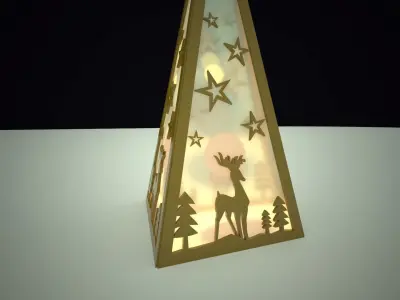 christmas lantern triangular 02 Low-poly 3D model