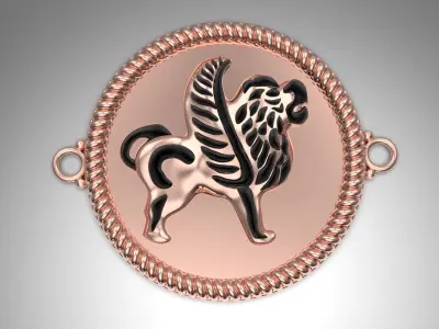 Ancient lion pendant 3D print model