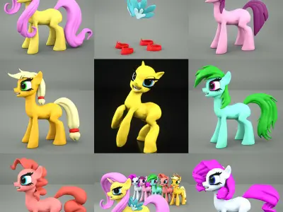 Customizable Rigged Pony 3D Model for Poser and Daz 3D model