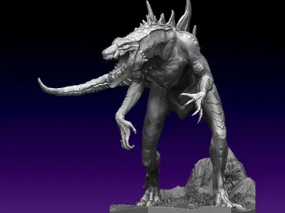Animated Godzilla statue 3D model
