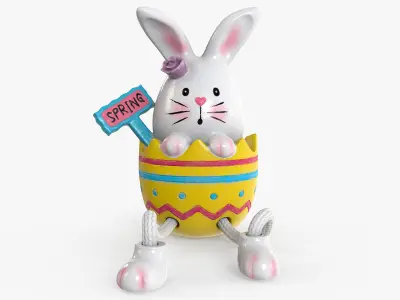 Easterbunny Sculpture With Sign Low-poly 3D model