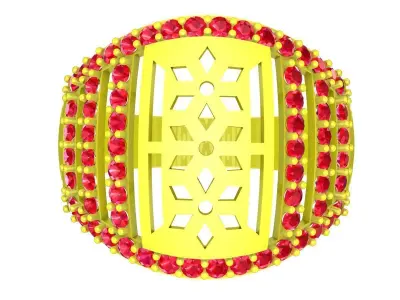 Luxury Multi Row Gemstone Signet Ring for Men 6118 3D print model