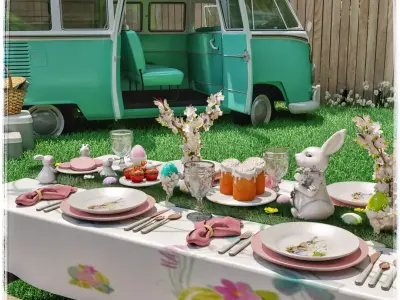 Easter Picnic and Photo Backdrop Blender Scene Free 3D model
