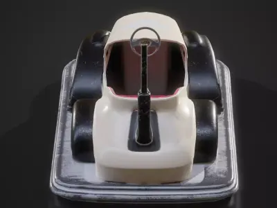 Retro Futuristic Bumper Car Low-poly 3D model