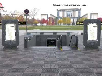 Metro Subway entrance  exit unit Low-poly 3D model