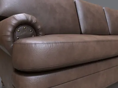 Leather couch Low-poly 3D Game ready model Low-poly 3D model Low-poly 3D model