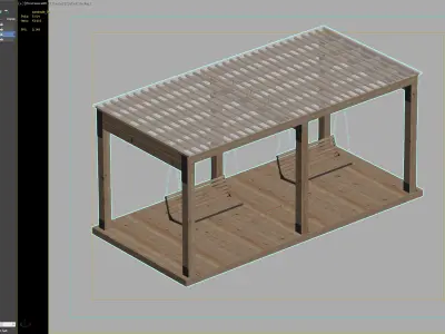 Modern Pergola with Double Wooden Swings for Outdoor Spaces 3D model