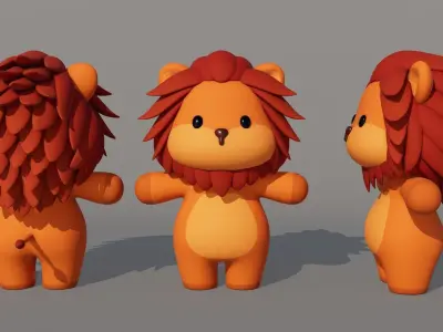 Rigged Cartoon Lion Low-poly 3D model