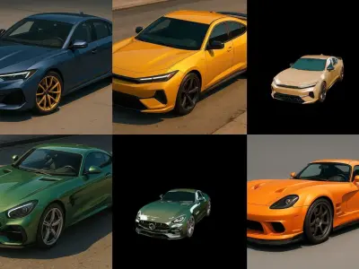 Sport Car bundle 3 pack 100 glb 3D model