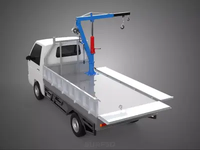 DROPSIDE FOLDING JIB CRANE HOIST HAND CRANK WINCH TRUCK PICKUP 3D model