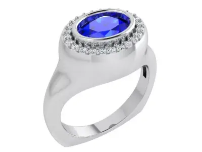 Oval Halo Euro Shank  Ring 3476 3D print model