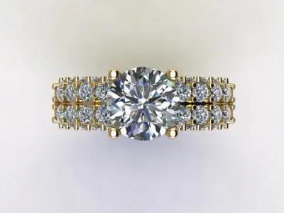 Ring23 gold engagement ring with diamonds 3D model