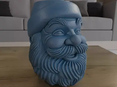 Smiling Santa Head Planter Candy Container STL 3D print model