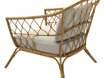 STOCKHOLM 2017 Armchair with cushion rattan IKEA white 3D model