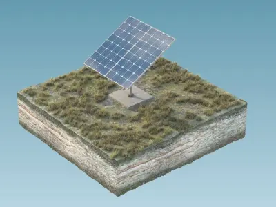 Solar panels in island 3D model