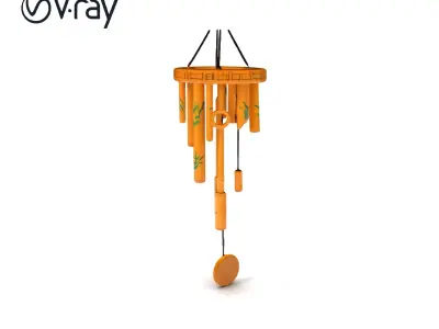 Bamboo Wind Chime Model Pack for D Rendering and Games Low-poly 3D model