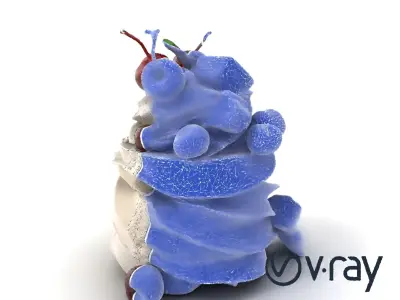 Whipped Meringue Pyramid with Cherries and Mango model pack Low-poly 3D model