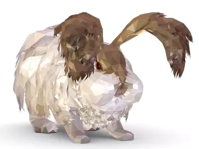 Angora White Rabbit Lowpoly Art Style Low-poly 3D model