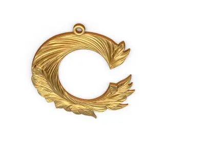 Alphabet Letter C  Pendant  3D print model