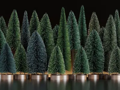 Miniature Christmas Trees - Decoration Set 1 3D model