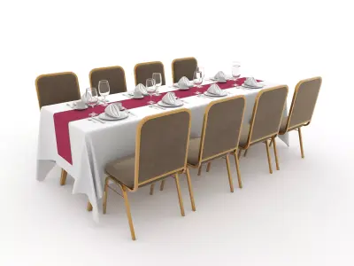 Banquet Table and Chair 80 3D model