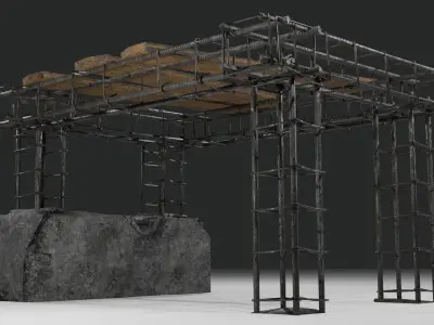 Concrete construction PBR Low-poly 3D model