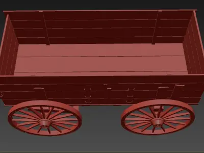 wooden cart  Low-poly 3D model