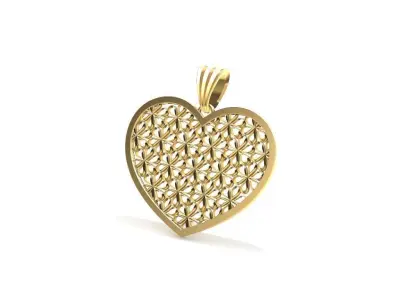 Heart and flowers pendant 3D print model