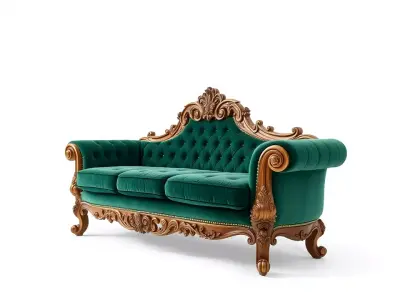 Elegant Emerald Sofa model pack Low-poly 3D model