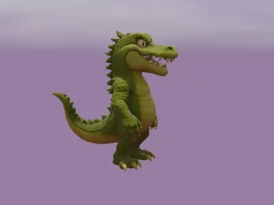 Cartoon Crocodile high poly 3d model high poly  Low-poly 3D model