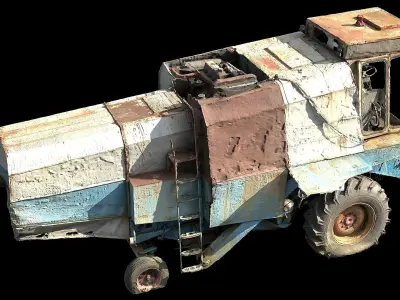 Detailed old harvester 3D model