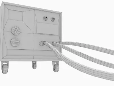 Cartoon style power generator with cable wires Low-poly 3D model