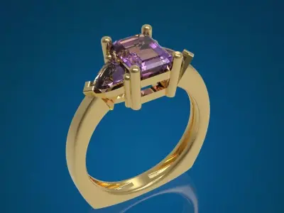 Three Gemstone Ring 3D print model 3D print model