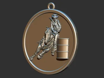 Woman Horse Barrel Racing 3D print model