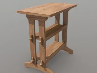 CC0 - Shelf wooden table with two shelves Free low-poly 3D model
