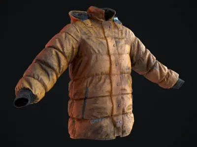 Dirty winter jacket Low-poly 3D model