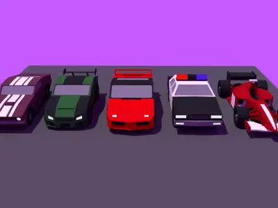 low poly racing cars Low-poly 3D model purchase
