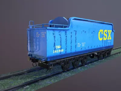 Train Hopper car Low-poly 3D model Low-poly 3D model