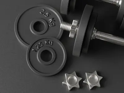 dumbells set of dumbbells and weight plates Low-poly 3D model