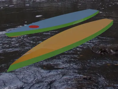 Kaholo paddle board floating in river Free 3D print model