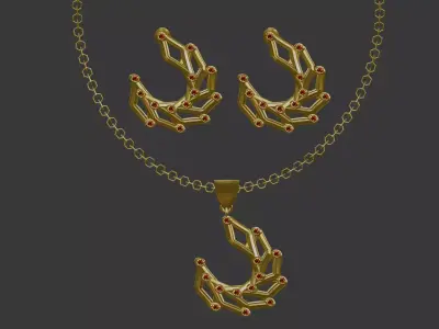3D Printable Earring And Chain Set-8 -Handmade Gift - DIY model 3D print model
