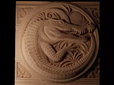 Crocodile CNC 3d Print High Relief Sand Casting 3D print model