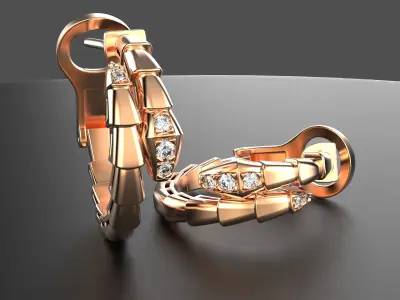 Bvlgari  Serpenti Earrings Viper with stone 3D print model