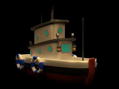 Cartoon Boat Low-poly 3D model