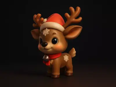 Adorable Christmas Reindeer Cute Holiday Deer Figurine  3D print model