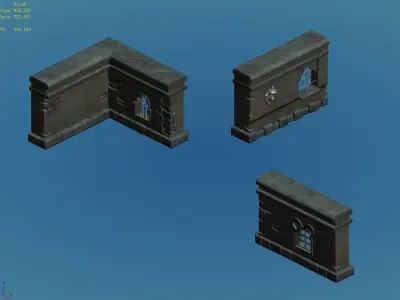 Game The Palace - Stone Wall 01 3D model