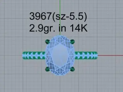 Oval Diamond Ring 3967 3D print model