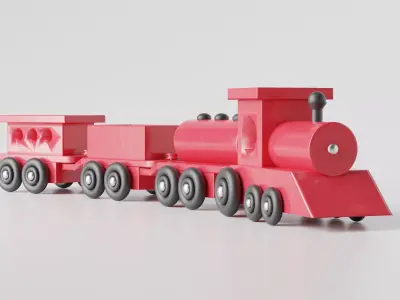Toy Train Low-poly 3D model